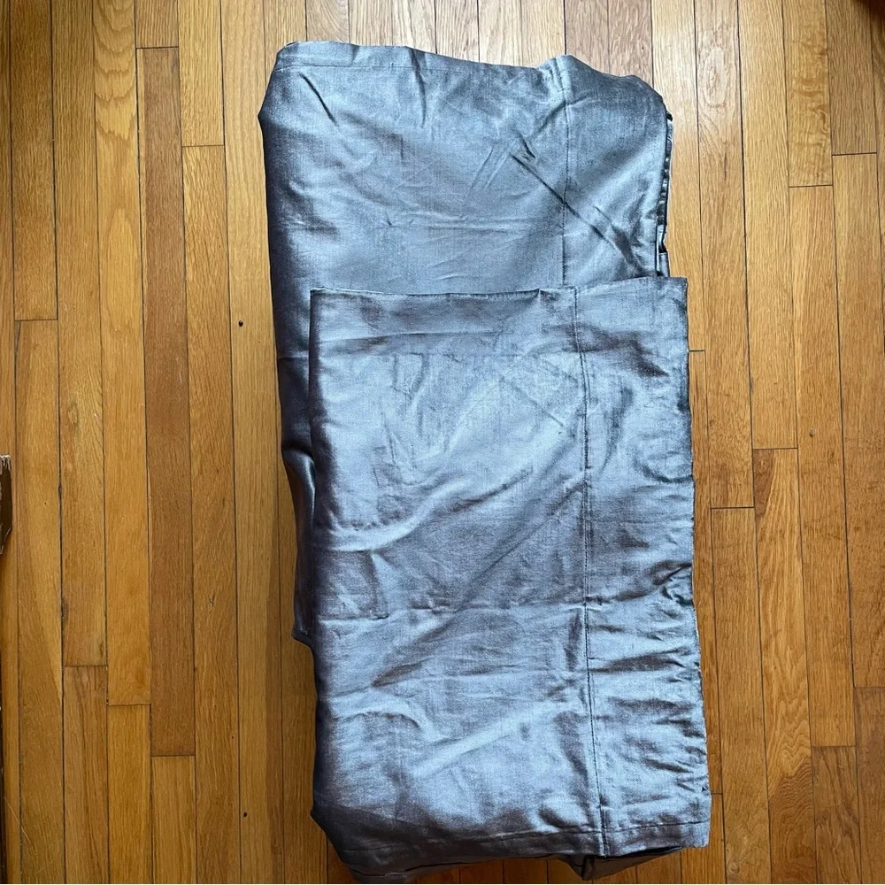 West Elm Luster Velvet Curtain Panels (2)- Pewter Gray 48x108